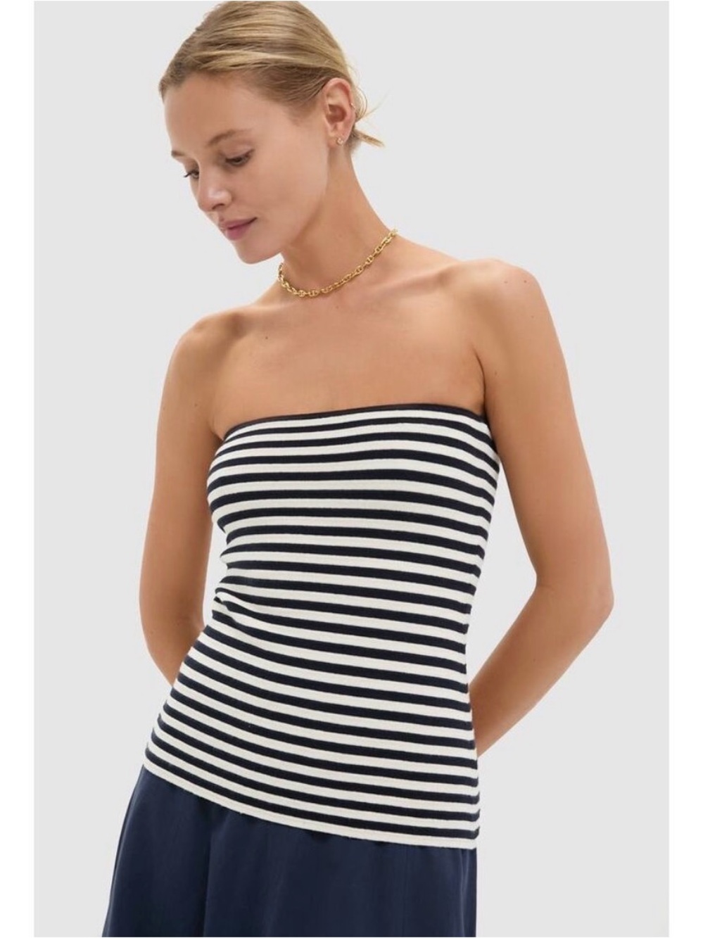 TUCKERNUCK Navy and Ivory Stripe Knit Ilena Top Size S NWT Retail $98 Tuckernuck